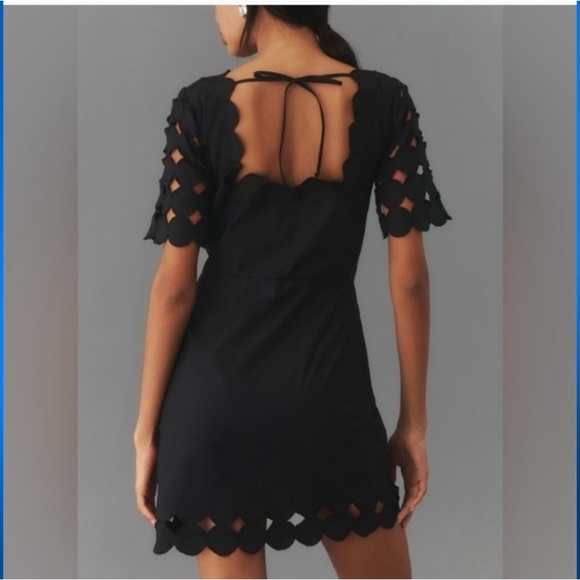 Anthropologie NWT Black Cutwork Mini Shift Dress Size 4 - Picture 2 of 9